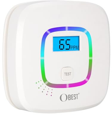 OBEST Carbon Monoxide Detector Alarm with Digital Display and Replaceable Battery Operation, CO Detector Alarm with Test Button and LED Status Indicator, JKD-C617