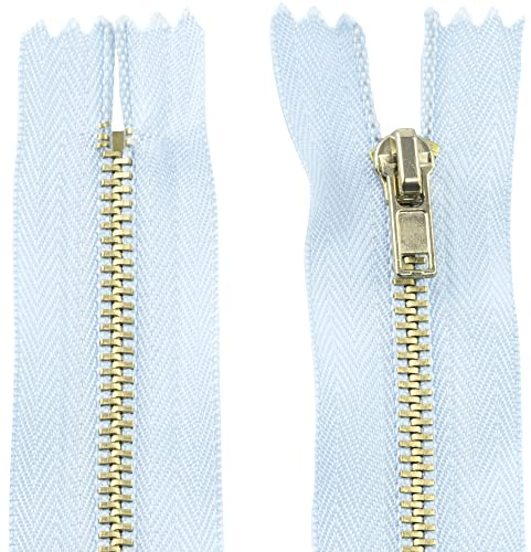 AERZETIX - C61270-2er-Set Nicht trennbare Reißverschlüsse 16 cm aus Metall - Zipper - Farbe hellblau - nähzubehör Lederwaren etuis röcke Kleider Hosen kurzwaren