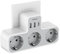 TESSAN Ladron Enchufes Plano con USB C, 6 en 1 Ladrón Enchufes Multiples USB, Triple Cargador Multiple 3600W, Regleta Pared para Oficina, Cocina, Compatible con Móviles, Blanco y Gris