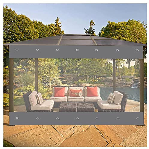 STRMAX Abdeckplane Holz,Outdoor Vorhang Transparent, Pavillons Balkonvorhänge 0,5mm PVC Wasserdicht Winddicht Mit Öse, Anpassbar (Color : Clear, Size : 3x5m)