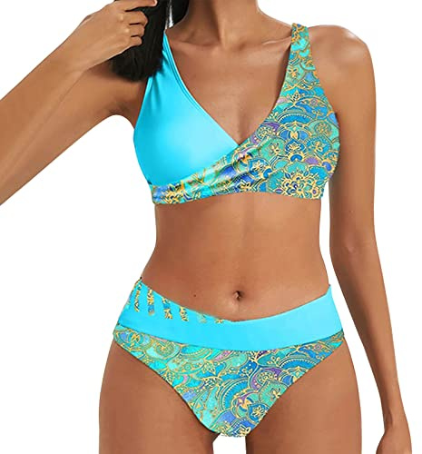 Damen Bikini Set Elegante Zweiteilige Bademode,Badeanzug Grosse Grössen,Bikini Damen Gr 48,Trägerlose Bikinis,Bademode Ab 50 Jahre,Bikini Ohne Bügel Große Größen