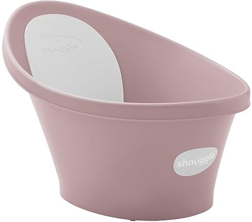 Shnuggle Baignoire pour nouveau-né | Support intégré et dossier souple | Convient dès la naissance | Support de siège de bain avec bouchon | Rose fleur
