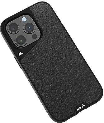 Mous for iPhone 15 Pro Case MagSafe Compatible - Black Leather - Shockproof