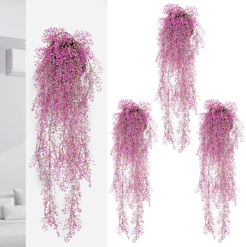 FORYNXHWIN 4 Stück Künstliche Blumen Hängend 80cm Kunstpflanze Hängend Kunstpflanze Outdoor für Wand Balkon Garten Hochzeit Drinnen Draußen Dekoration