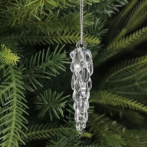 SECALIFE 12 Pieces Christmas Decoration Hanging Icicles Acrylic Icicles Pendants Christmas Icicle Ornaments Set Xmas Holiday Hanging Decorations for Christmas Tree Party Decorations, Icicles