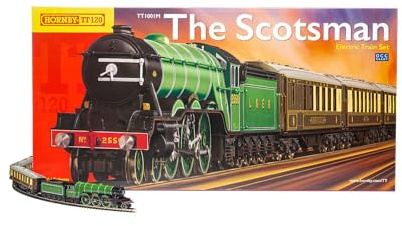 Hornby Train Set - The Scotsman Analogue TT Gauge Model Railways Set, Starter Electric Model Train Kits with App Control - Steam Engine Model Building Kits, 1:120 Scale Model Train Gifts