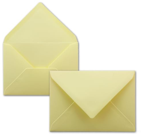 50x Briefumschläge B6-17,5 x 12,5 cm - Pastellgelb - Nassklebung mit spitzer Klappe - 120 g/m² - Für Hochzeit, Gruß-Karten, Einladungen