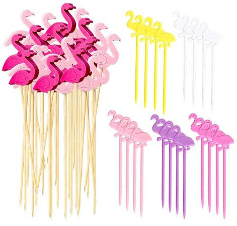 100 Brochetas De Madera, 20 Brochetas De Plástico, Brochetas De Flamenco, Brochetas De Fruta De Postre, Brochetas De Madera De Cóctel