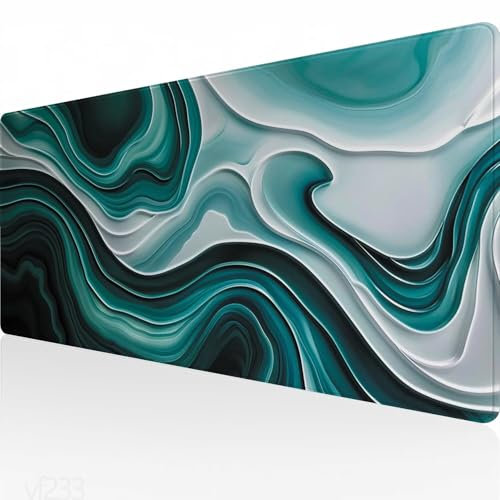 Mauspad XXL 800x300x3mm, Gaming Mauspad Blau Mousepad Groß, Schreibtisch Unterlage Abstrakt Motiv, WassXerdicht Desk Mat, Mouse Pad mit Vernähte Kanten, Verbessert Präzision und Geschwindigkeit YF-233