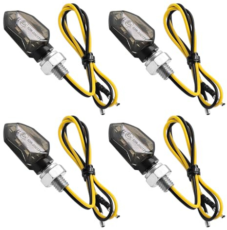 Hugfads Set di 4 Mini Indicatori di Direzione Moto 12V, LED Universale Impermeabile IP65 per Scooter, Quad, Crociere, Tutto-Terreno (Trasparente)