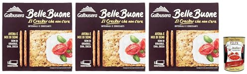 Galbusera Bellebuone, craquelins avec avoine et graines de tournesol, chia et citrouille, 3 x 200 g + Italian Gourmet polpa 400 g