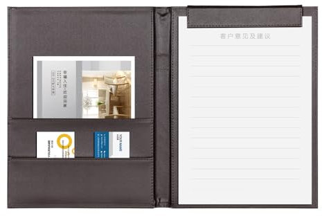 Porte Documents A4 Porte-Bloc en PU avec Pince Dossier de Conférence Dossier Portfolio Portable Presse-papiers A4 Portfolio Planchette Porte-formulaires Plaque de Support pour Écrire