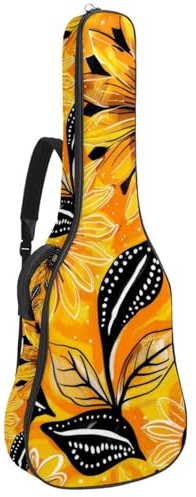 Gitarrentasche für Akustikgitarre mit Aquarell-Blumendesign, dick gepolstert, wasserdicht, für 101,6 cm, 104,7 cm, 106,7 cm, Mehrfarbig 04, 42.9x16.9x4.7 in, Lässiger Tagesrucksack
