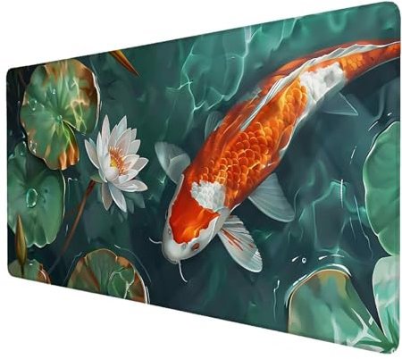 Mauspad Koi, Mauspad XXL 1000x500 mm, Großes Schreibtischunterlage mit Tier Motiv, Gaming Mousepad mit Einer Speziellen Oberfläche Verbessert Geschwindigkeit und Präzision, für Spiel, Zuhause C-6