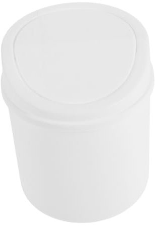 Ciieeo Mini Poubelle Couvercle Amovible en Plastique Blanc, Poubelle de Bureau Compacte et Pratique pour Chambre ou Table de Maquillage