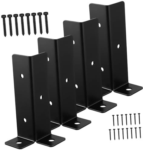 4pcs Wood Post Base Brackets Heavy Duty Black Iron