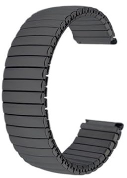 Ndier Elastisches Uhrenarmband aus Metall, 14 mm, 16 mm, 18 mm, 20 mm, 22 mm, Edelstahl, Uhrenzubehör, Herren/Damen, Universal-Armband(Black - Glossy,20mm)