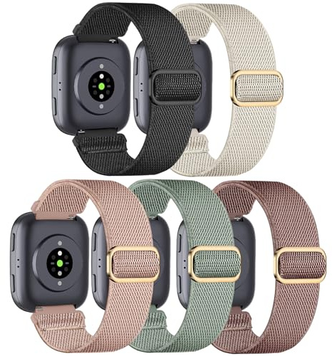 Wizvv Set med 5 elastiska armband på 22 mm kompatibla med Amazfit Bip 6/Bip 5/GTR 3/GTR 3 Pro/GTR 4/GTR 2/GTR 2e/GTR 47 mm för Amazfit Stratos/Stratos 2/Stratos 3/Pace/Balance, 22mm, Nylon