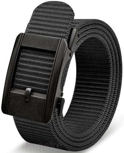 Boneke Cintura Uomo Senza Fori con Fibbia a Scatto - Cinghia Tattica Nylon 3,5 cm Regolazione Millimetrica, per Golf e Affari e tempo libero