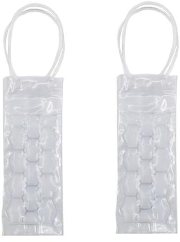 2PCS Wine Cooler Bag Transparent Bottle Cooler Bag Reusable Wine Bottle Chiller Freezable with Handle for Most Picnic Beach Party Travel..