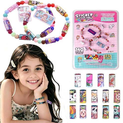 Goorder Sticker Bracelet Set for Kids 6+, 2 Sets DIY Friendship Bracelet Making Kit for Girls - 140 Fun & Creative Stickers, Toys for Ages 6 7 8 9 10 11 12 Years Old Birthday Gifts