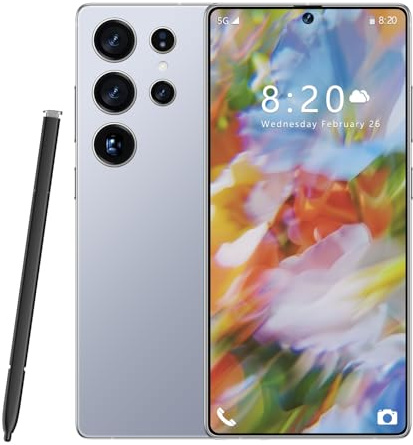 Cheap Smartphone for S26 Ultra, Adults Youth Outdoor Adventure Cellphones, 8000Mah Large Capacity Battery, 7.3 HD Face ID, Bluetooth Wifi Fm, Android 14.0 OS,Tianium Blue-1TB
