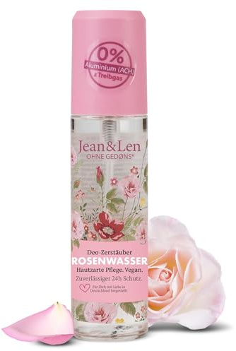 Jean & Len Deo-Zerstäuber Rosenwasser, vegan, 75 ml | Schenkt auf natürliche Weise bis zu 24h Deo-Schutz, hautzarte Pflege, ohne Aluminiumsalze