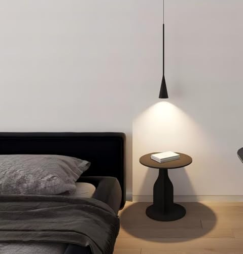 AstrizLamp Lámpara Colgante Moderna LED, Negro Aluminio Cilíndrico Alta Transmisión Luminosa Acrílico Ajustable Altura 3 Temperaturas Color Minimalista Luz Suspendida para Comedor Dormitorio Cocina-C