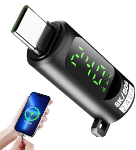Adattatore USB digitale - Connettore per display di tensione, strumento di trasmissione veloce da 240 W | Schermo LED luminoso con lettura di corrente precisa, dispositivo affidabile per stampante