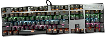 Angoily Teclado Mecánico Gaming con Retroiluminación LED RGB Teclas Diseño Ergonómico y Switch Azul Teclado USB para Ordenador