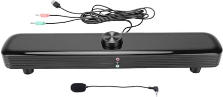 Jiawu Altavoces para Computadora, Altavoces para PC con Alimentación USB, Barra de Sonido Portátil con Cable con Conector de Audio y Micrófono de 3,5 Mm, Sonido Claro