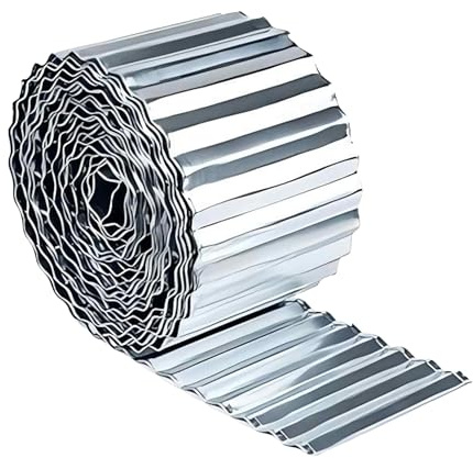 Relaxdays Rasenkante, 5 m x 14 cm, verzinktes Metall, Rolle, Flexible Beeteinfassung, Umrandung für Beet & Rasen, Silber