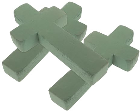 FONDOTIN Base de Espuma Floral Cruz Funeraria 3 Unidades Verde Absorbente para Arreglos Cementerio, Suministro para Culto Funerario y Centros de Mesa Flores Artificiales