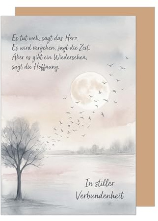 Edition Seidel Premium Trauerkarte mit Umschlag. Beileidskarte Kondolenzkarte Karte Klappkarte Spruch In stiller Verbundenheit Mitgefühl Gedenken Trost Hoffnung Kraft (T1285 SW026)