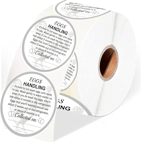 500 Pcs Farm Fresh Eggs Carton Labels Eggs Handling Stickers - 2 Inch Egg Packaging Stickers for Chicken Quail, Duck Egg