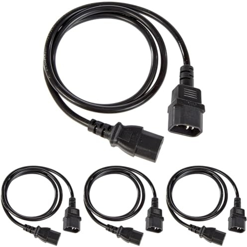 PremiumCord Fuente de Alimentación para PC 230V 1m, Cable Alargador IEC 320, Enchufe, IEC 320 C13 A C14, Cable de Alimentación, Color Negro (Paquete de 4)