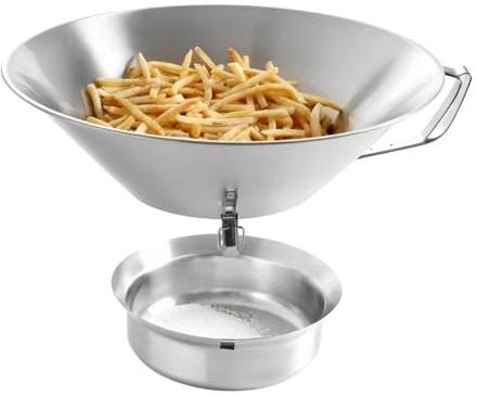 Edelstahl-Pommes-Frites-Sieb – Abtropfschale, Trichter, Fettrillen-Sammlung, Frittier-Abtropfgestell | Küchenölsieb Zum Abtropfen Von Überschüssigem Gebratenem Hähnchen, Zwiebelringen Und Fisch