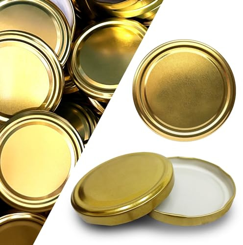 hocz 50er Set Ersatzdeckel Twist-Off-Deckel für Sturzgläser To 82 Deckelfarbe Gold Sturzglas passend für 230, 350, 435, 540, 565 ml Einmachgläser Einkochgläser