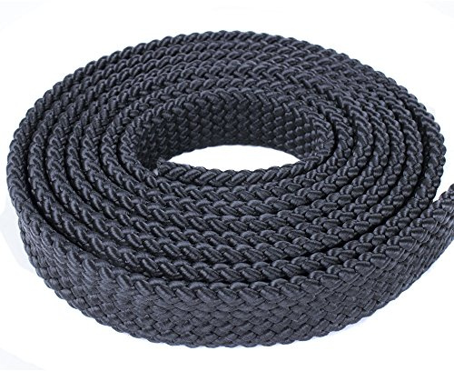 West Coast Paracord 1 Inch MFP Soft Flat Braid - PolyPro Hollow Flat Braid Rope - Black, Red, Brown, White, Olive Drab, Tan- Easy to Splice and Seal - Hanks (Black, 25 Feet)