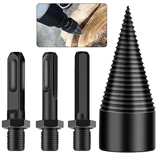 RASHION Holzspalter Schraube Kegel Schaft für Bohrmaschine Stufenbohrer Holzschneider Brennholz Holzspalter Stahl-Kegelbohrer Hochgeschwindigkeits 42mm-16cm …