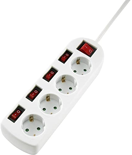 Sygonix SY-4535068 Förgreningsdosa med brytare Vit Skyddskontakt 1 st