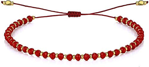 KELITCH Kristall Perlen Armbänder Handgewebte Seil Strang Armbänder Mode Frauen Armreifen Neu (Bling Rot 17C)