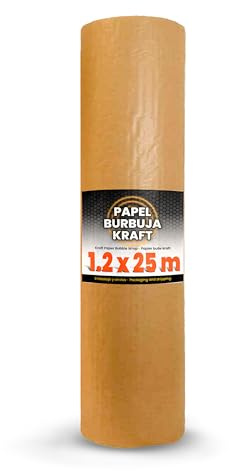 Rollo Papel Burbuja Kraft | 120cm x 25m | Protector de Embalaje con Acolchado de Aire | Ideal para Mudanzas, Almacenaje y Envíos | Papel Kraft con Burbuja para Embalaje Seguro