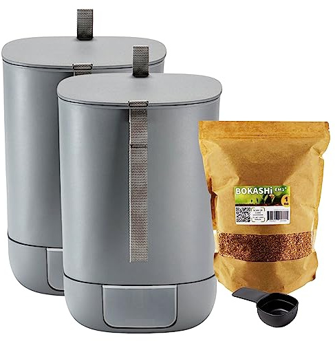 2er-Pack ﻿Bokashi Urbalive Design 14 Liter mit integriertem Abtropfbehälter
