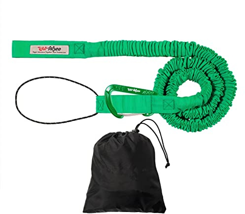 TowWhee - E-Bike/Adult Connect Strap Bike Bungee Tow Rope | MTB & Cycling Stretch Pull Strap | Compatible with Any Bicycle (Adult Green Connect Kit) - Made in The USA