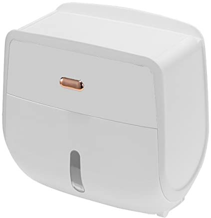 Toilettenpapierhalter Ohne Bohren mit feuchttücherbox Klopapierhalter Selbstklebend Klorollenhalter WC Rollenhalter Wandmontage Papier Halterung mit Schublade und Sichtbares Fenster(Color:WEISS)
