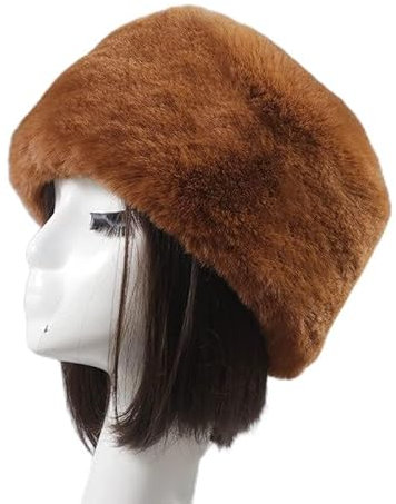Damen Fellmütze Pelzmütze,Wintermütze Damenmütze Kunstfell Kunstpelz Mütze Klassische russische Kosakenmütze Winddichte Warm Wintermütze Weich Pelz mütze für Reisen, Skifahren, Wandern,Braun