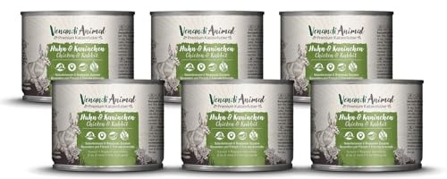 Venandi - Premium Nassfutter für Katzen - Huhn & Kaninchen 6 x 200g (6er Pack), getreidefrei mit extra viel Fleisch