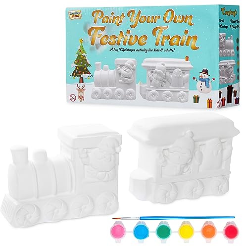 KreativeKraft Weihnachtsdeko Bastelset Kinder, Gips Figuren zum Bemalen, DIY Bastelsets für Kinder (2er-Set)