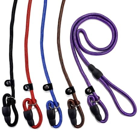 FOVRLZSE Nylon Dog Leash 5-Pack (Red/Black/Blue/Brown/Purple), 4.6FT Training Leash for Small to Medium Dogs, 10mm Braided Nylon with TPU Non-Slip Buckle, Daily Walking & Puppy Training